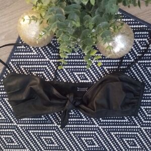 Black, Lambskin Leather, Bandeau, Made In Italy, One Size Fits Most